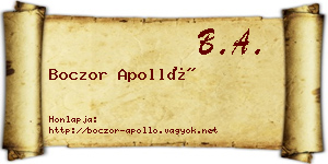 Boczor Apolló névjegykártya